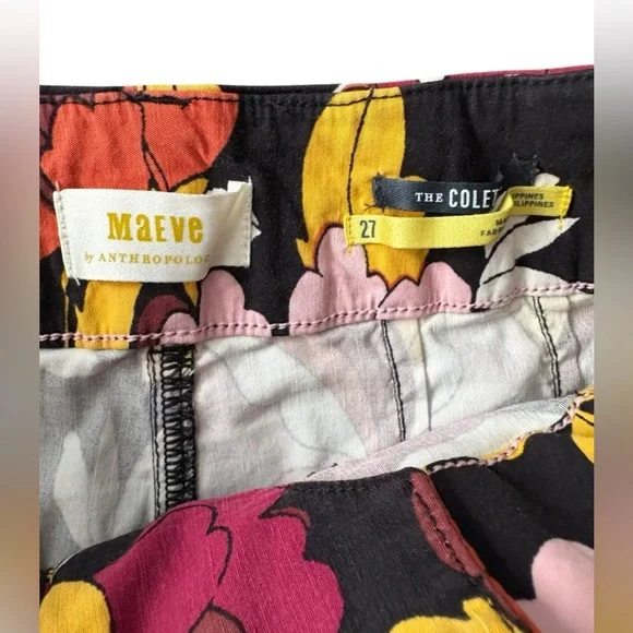 Anthropologie Maeve The Colette Cropped Wide-Leg Pants Floral Mod Size 27 Linen - Picture 10 of 11